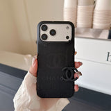 cc Embossed Leather Phone Case with Iconic Double C Logo Luxury Designer Cover Available in Multiple Colors