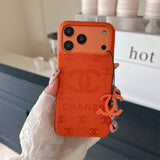 cc Embossed Leather Phone Case with Iconic Double C Logo Luxury Designer Cover Available in Multiple Colors