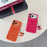 cc Embossed Leather Phone Case with Iconic Double C Logo Luxury Designer Cover Available in Multiple Colors