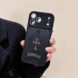 Chrome Hearts Inspired Cross Design Phone Case for iPhone 14 to iPhone 17 Pro Max