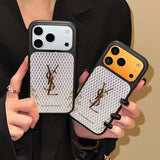YSL Golden Signature Case Parisian Luxury Style for iPhone 14 to 17 Pro Max
