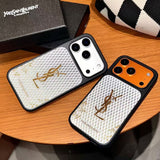 YSL Golden Signature Case Parisian Luxury Style for iPhone 14 to 17 Pro Max