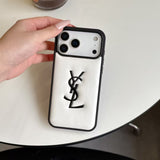 Yves Saint Laurent Quilted Logo Luxury Case for iPhone 13 to 17 Pro Max