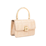 Golden Quilted Top-Handle Handbag