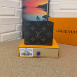 Tunde Store Black Leather Louis Vuitton Wallet With Gray Monogram