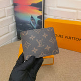Tunde Store Black Leather Louis Vuitton Wallet With Gray Monogram